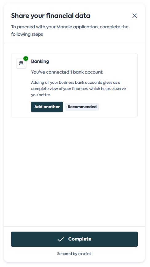 Link screen β Add another banking account